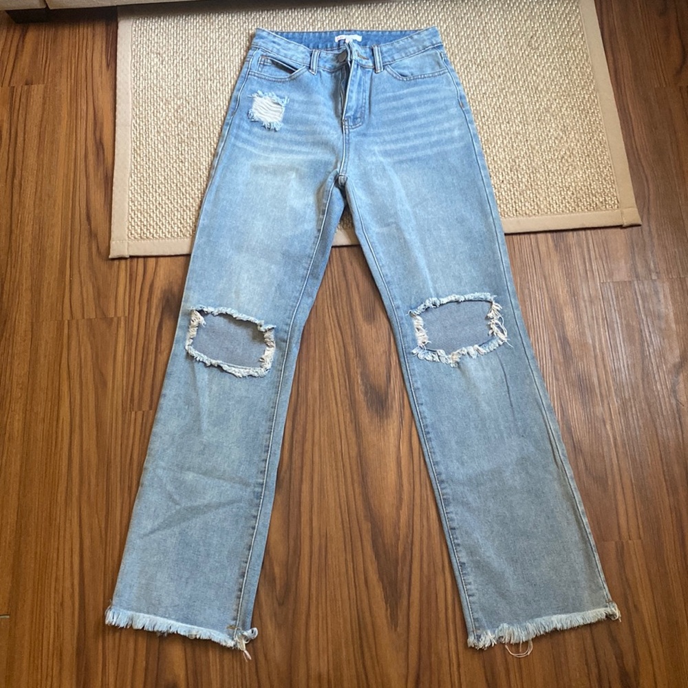 GB lighter wash denim jeans